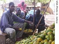 Abdoulie Gueye (left) sells mangoes a href=