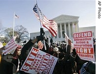 Protestors gather in front of Supreme Court, Dec. 4, 2006 as court hears arguments on a href=