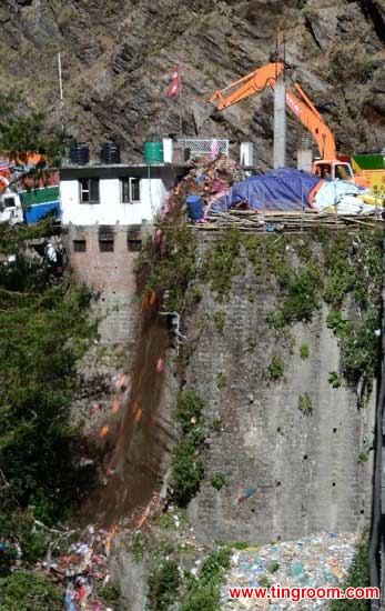 Rescue instruments are seen on a road near the Nepal-China border on May 4, 2015. At Nepal