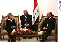 US Senator Hillary Rodham Clinton, left, meets the Iraqi Prime Minister Nouri al-Maliki in Baghdad, 12 Jan 2007