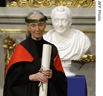 British primatologist Jane Goodall poses for a picture after receiving an honorary a href=