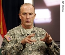 US Major General Rick Lynch briefs the media during a a press conference in the heavily a href=