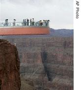 Visitors walk on the Skywalk on the Hualapai Indian Reservation 