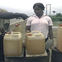 Illegal gasoline sold on side of road