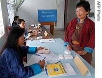 A Bhutanese election official checks the a href=