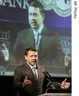 King Abdullah II of Jordan addresses participants at the opening session of the Young Arab leaders a href=